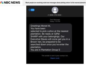 美国大选后多地黑人收到摘棉花短信：你已被选中 准备好去种植园 种族歧视引发调查